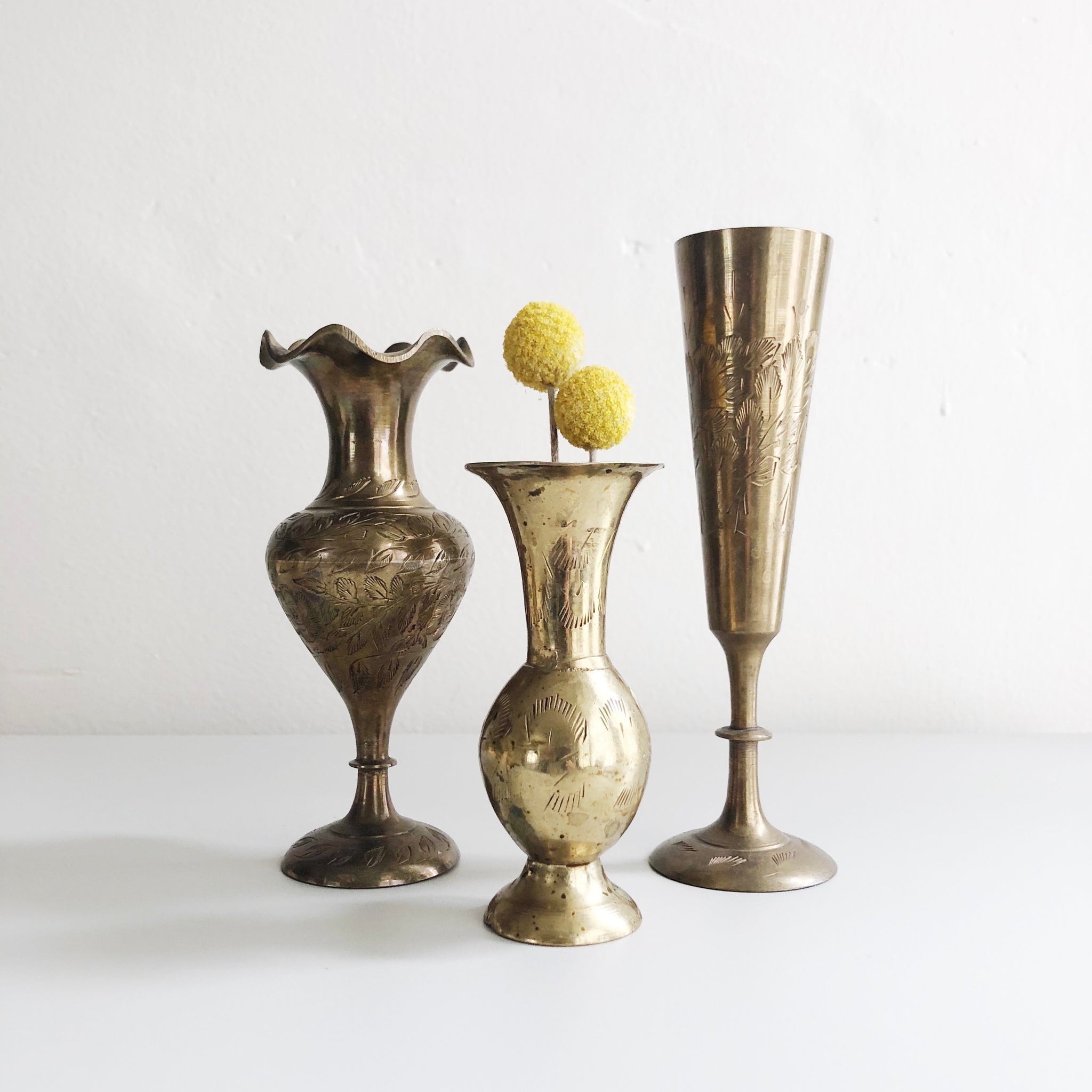 Studio A Hemp Etched Vase - Brass - Sm